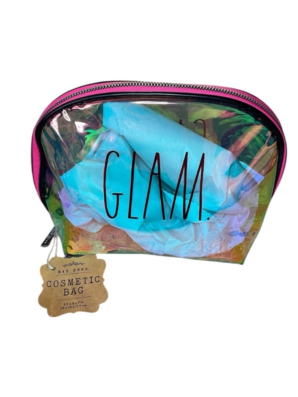 Rae Dunn Iridescent Sheer “GLAM” Cosmetic Bag
